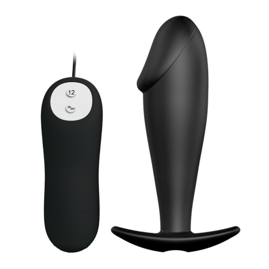 PRETTY LOVE - SILICONE ANAL PLUG PENIS FORM AND 12 VIBRATION MODES BLACK
